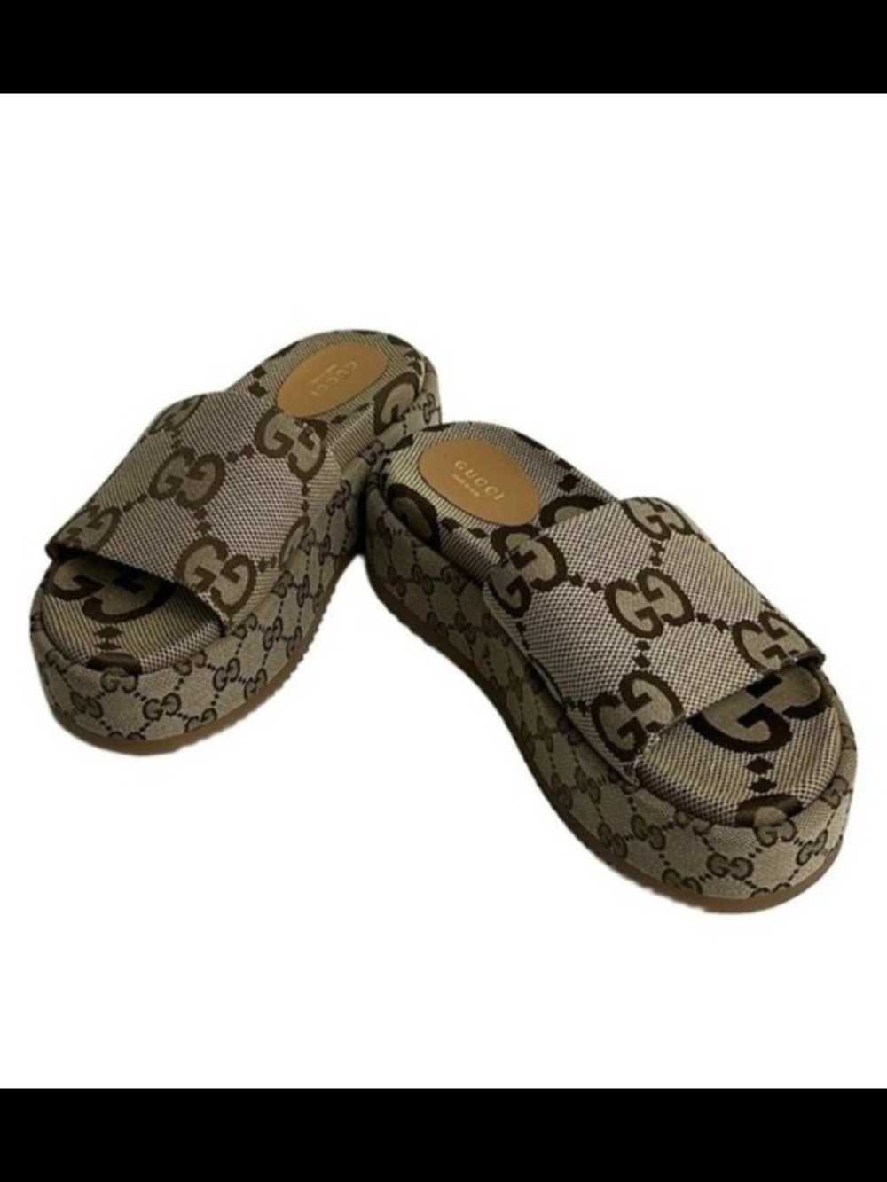 Gucci Brown GG Canvas Platform Slide Mule - Picture 2 of 2